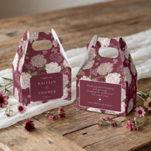 Floral Wedding Burgundy Hydrangea Thank You Favour Box