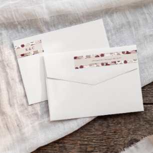 Floral Wedding Burgundy Red Return Address Wrap Around Label