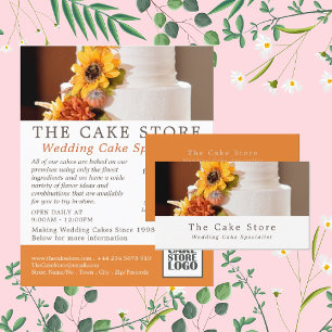 Floral Wedding Cake, Cake Maker, Cake Store Business Card