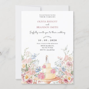Floral wedding cake  invitation