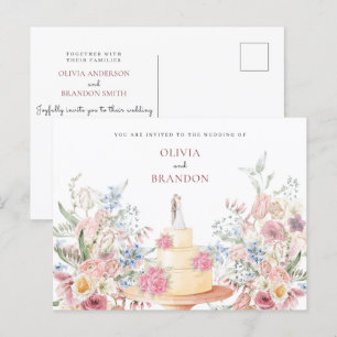 Floral wedding cake  postcard