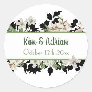 Floral Wedding Classic Round Sticker