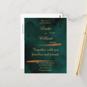 Floral Wedding Deep Sea Dark Green Watercolor Postcard