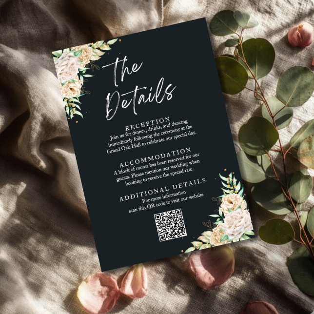  Floral Wedding Details Enclosure Card with QR Cod (Creator Uploaded)
