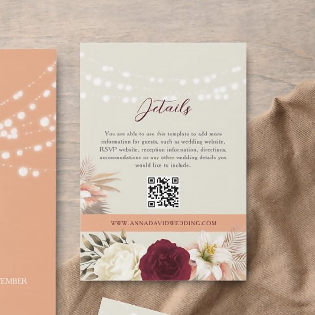 Floral Wedding Details QR Code Enclosure Card (Creator Uploaded)