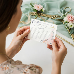 Floral Wedding Dress Bridal Shower Recipe Card