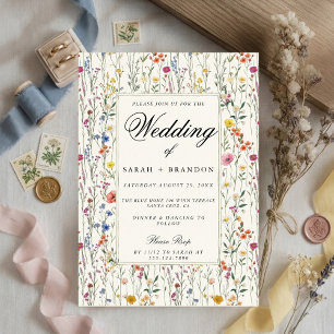 Floral Wedding Elegant Botanical Border Vintage Invitation