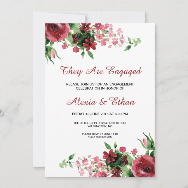 Floral Wedding Engagement Party Invitation (Front)
