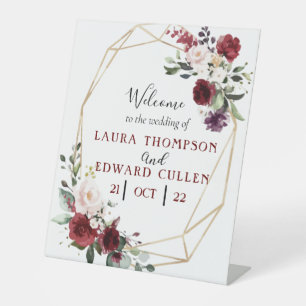 floral wedding entrance  pedestal sign