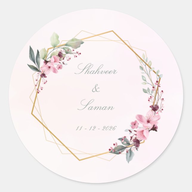 Floral wedding Envelop Seals wedding stickers (Front)