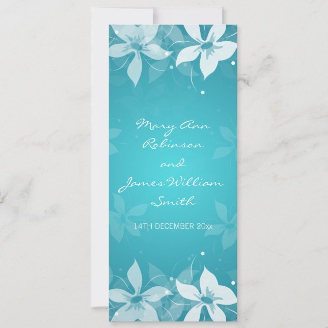 Floral Wedding Exotic Blooms Blue Invitation (Front)