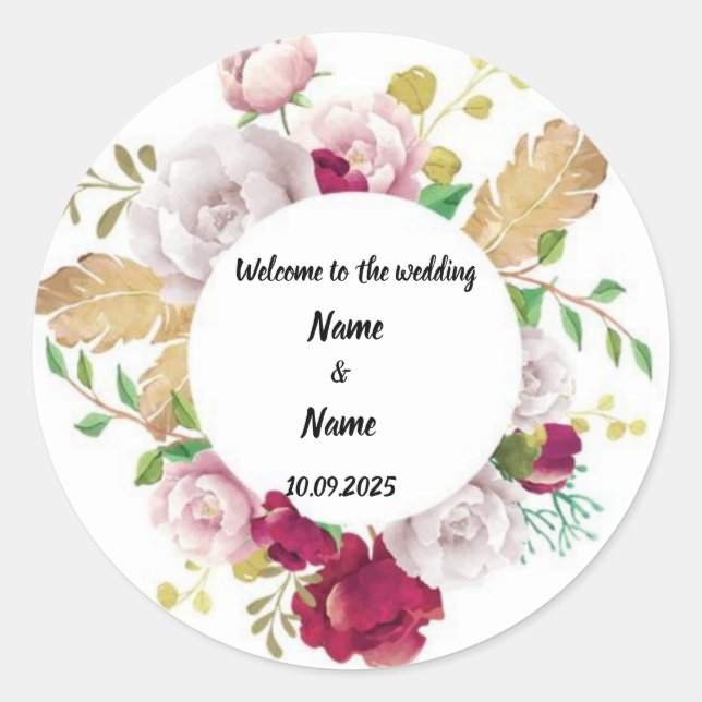Floral wedding favor stickers  (Front)