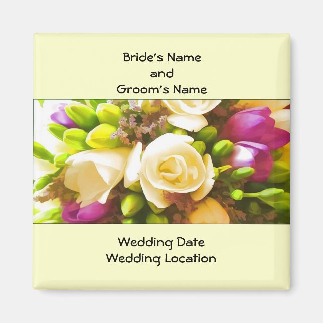 Floral Wedding Favour Magnet Template (Front)