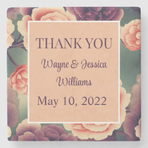 Floral Wedding Favour/Thank You Stone Coaster