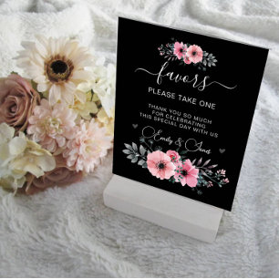 Floral Wedding Favours Table Sign, Party Favours  Acrylic Sign
