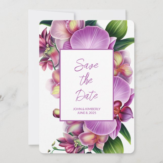 Floral Wedding Flat Save The Date Invitations (Front)