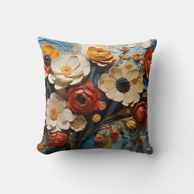Floral Wedding Flower Background Artful Cushion (Front)