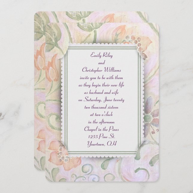 Floral Wedding Frame Invitation (Front/Back)