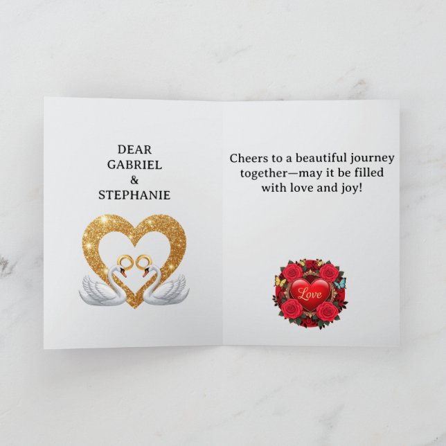 Floral Wedding Frame Relief With Bride And Groom Card (Inside)