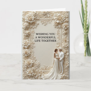 Floral Wedding Frame Relief With Bride And Groom Card