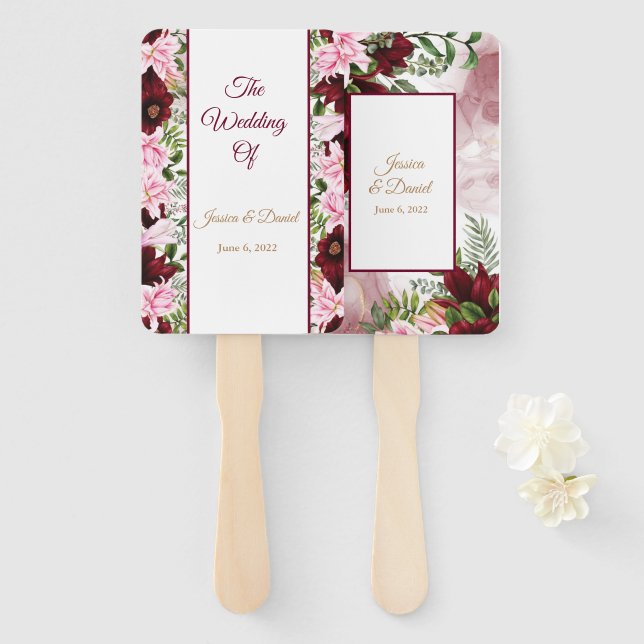 Floral Wedding    Hand Fan (Front and Back)