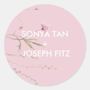 Floral Wedding Invitat Envelope Square Classic Ro Round Sticker