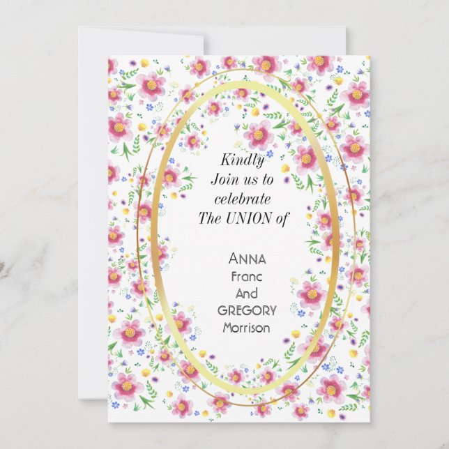Floral wedding invitation  (Front)