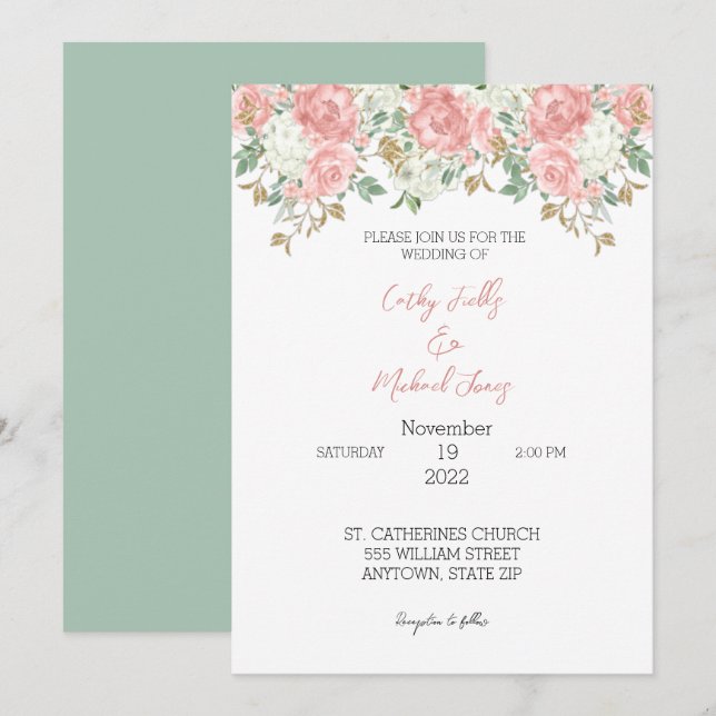 Floral wedding invitation