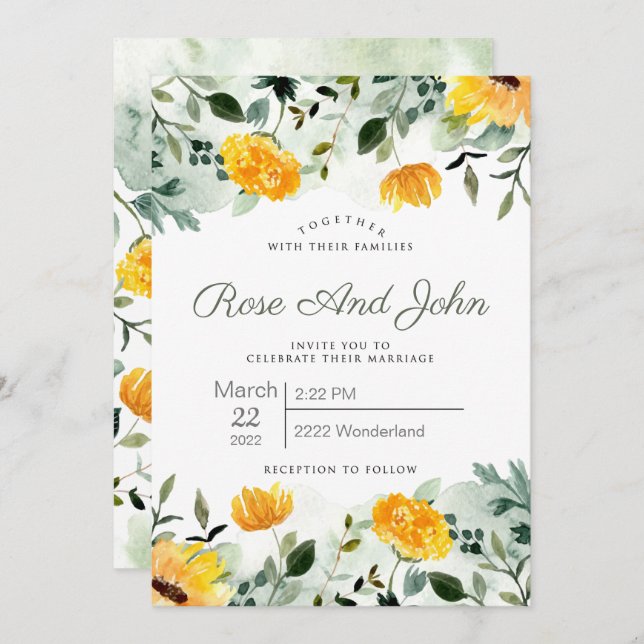 Floral Wedding Invitation (Front/Back)
