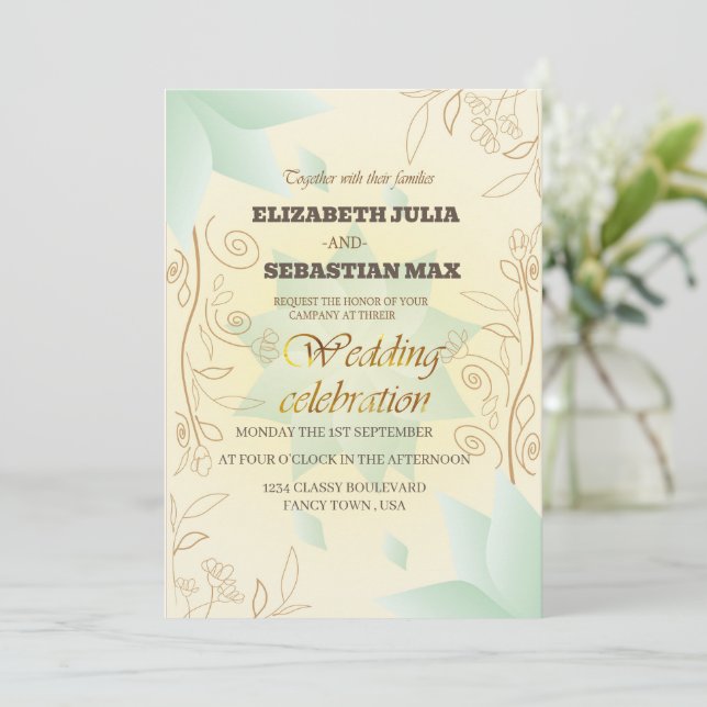 floral wedding invitation (Standing Front)