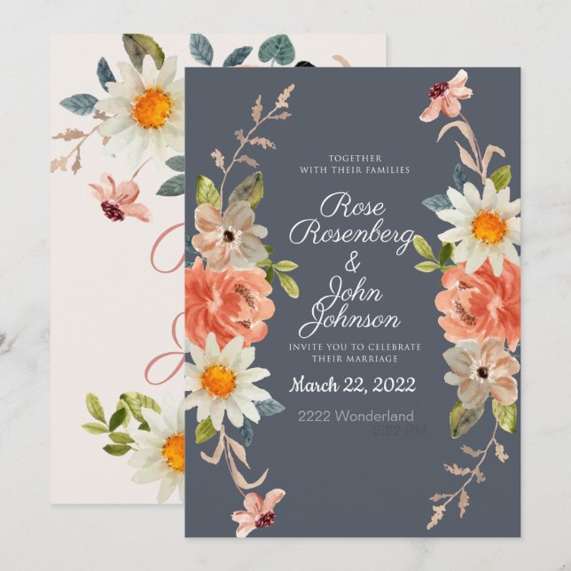 Floral Wedding Invitation (Front/Back)