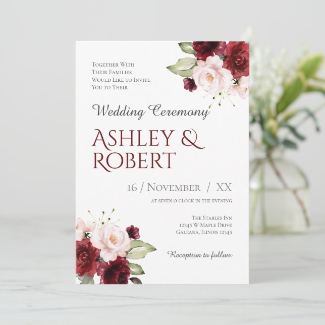 Floral Wedding Invitation (Standing Front)