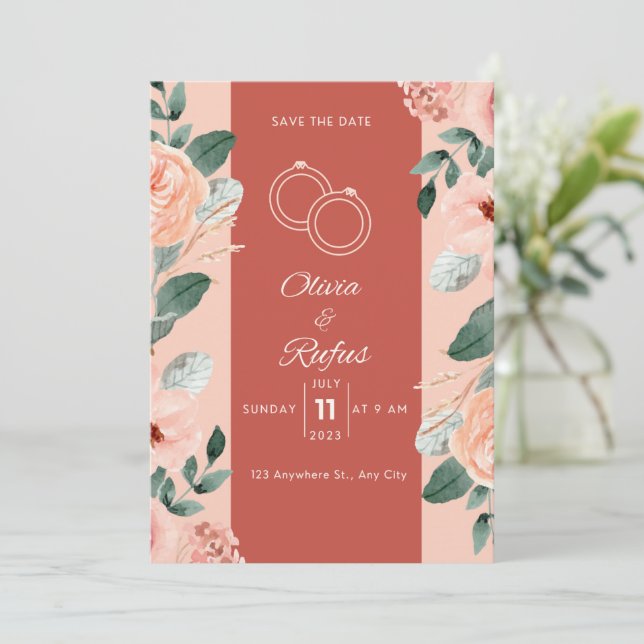 Floral wedding invitation  (Standing Front)