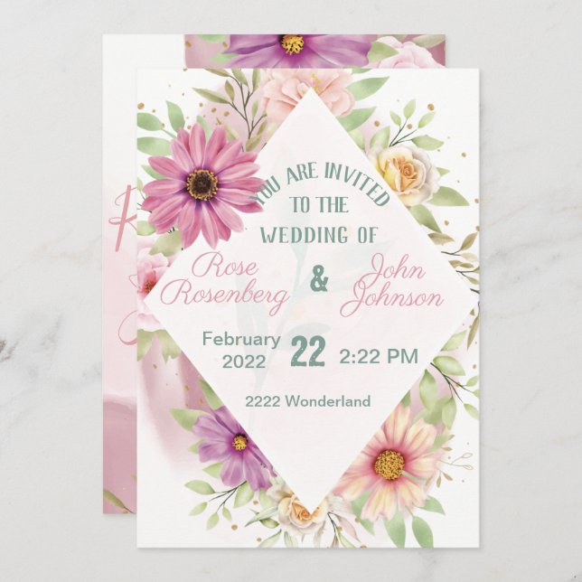 Floral Wedding Invitation (Front/Back)