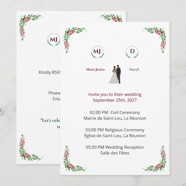Floral Wedding Invitation (Front/Back)