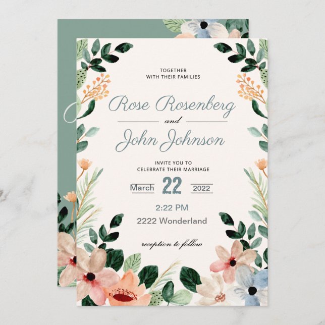 Floral Wedding Invitation (Front/Back)