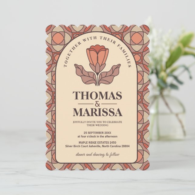  Floral Wedding Invitation (Standing Front)