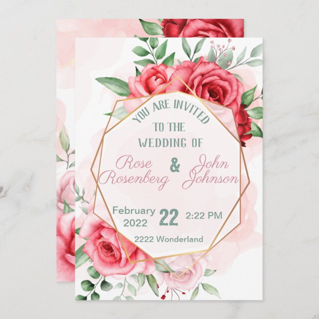 Floral Wedding Invitation (Front/Back)