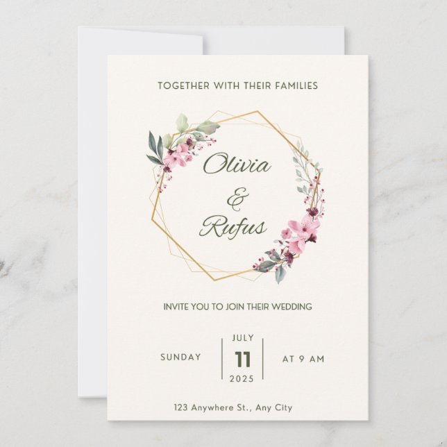 Floral wedding invitation  (Front)