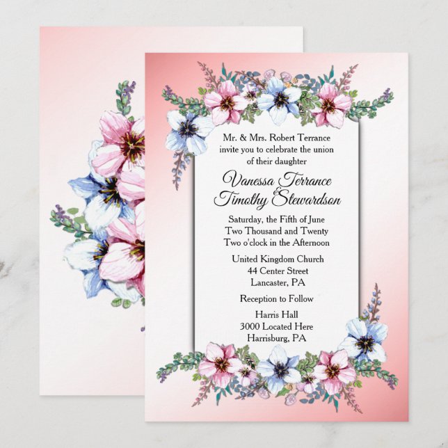 Floral Wedding Invitation (Front/Back)