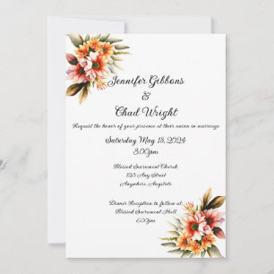 Floral Wedding Invitation, 5x7" Invitation