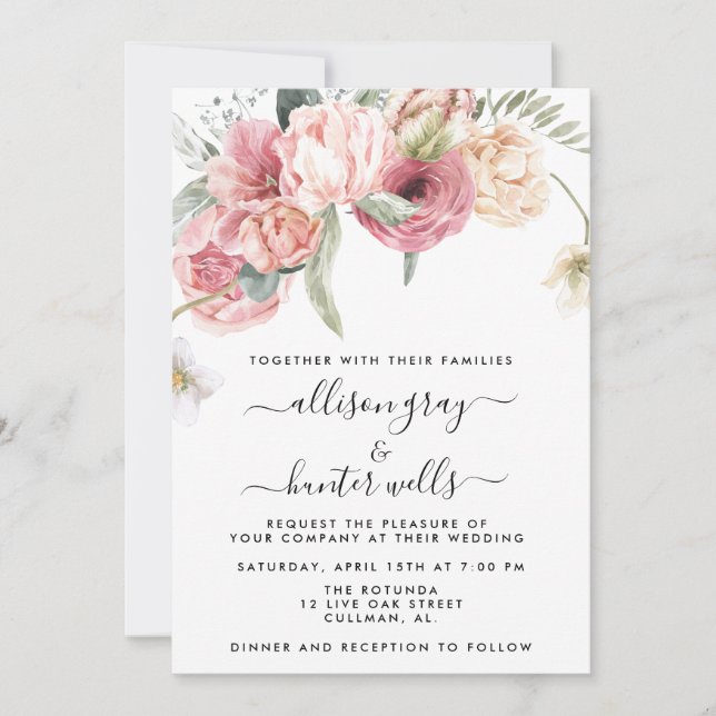 Floral Wedding Invitation | Annabeth (Front)