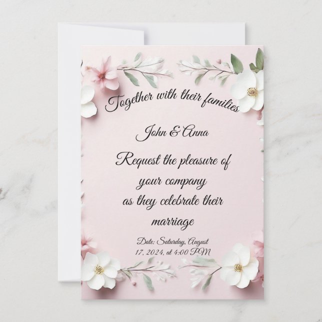 Floral wedding invitation card (Front)