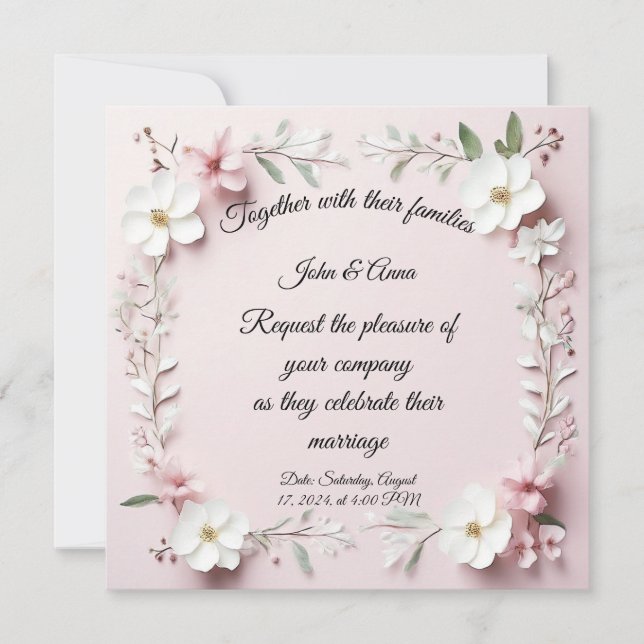 Floral wedding invitation card (Front)