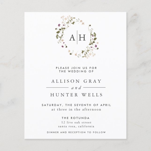 Floral Wedding Invitation Flyer (Front)