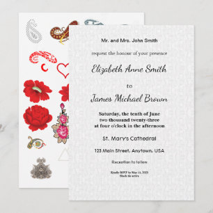 Floral Wedding Invitation Paisley Elegant Romantic