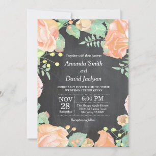 Floral Wedding Invitation Pink Watercolor Floral