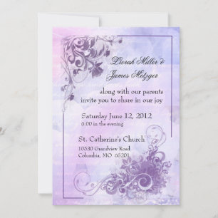 Floral Wedding Invitation -purple