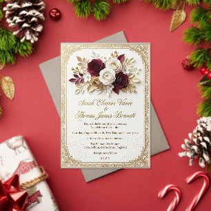 Floral Wedding Invitation Template   Rustic Boho 
