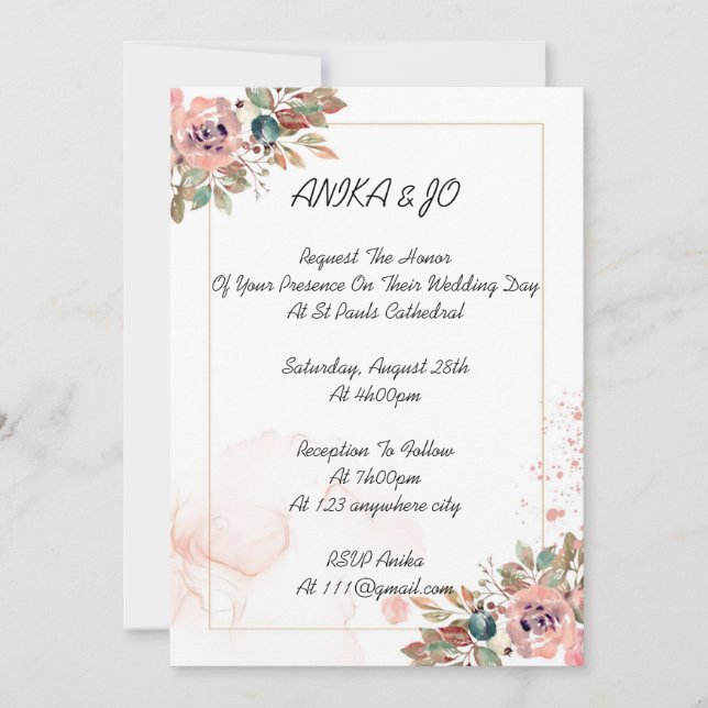 FLORAL WEDDING INVITATION, WEDDING INVITATION (Front)
